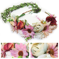Flower Headband Head Garland Hair Band Crown Wreath Festival Boho Hippy Wedding Roses & Daisy #17 Clothes, Shoes & Accessories:Women:Women's Accessories:Hair Accessories hair hair styling