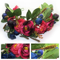 Flower Headband Head Garland Hair Band Crown Wreath Festival Boho Hippy Wedding Red & Blue Roses #19 Clothes, Shoes & Accessories:Women:Women's Accessories:Hair Accessories hair hair styling