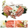Flower Headband Head Garland Hair Band Crown Wreath Festival Boho Hippy Wedding Large pink Peonies & Berries #24 Clothes, Shoes & Accessories:Women:Women's Accessories:Hair Accessories hair hair styling