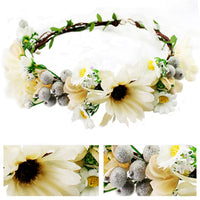 Flower Headband Head Garland Hair Band Crown Wreath Festival Boho Hippy Wedding White Daisy & Berries #3 Clothes, Shoes & Accessories:Women:Women's Accessories:Hair Accessories hair hair styling