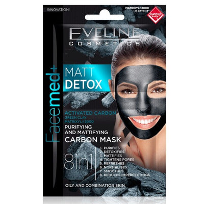 Eveline MATT DETOX Purifying and Mattyfing Carbon Face Mask Combo / Oily Skin Health & Beauty:Skin Care:Skin Masks face care skin