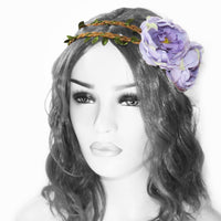 Flower Headband Head Garland Hair Band Crown Elastic Wreath Festival Boho Hippy Lilac peony small Clothes, Shoes & Accessories:Women:Women's Accessories:Hair Accessories garlands hair hair styling party