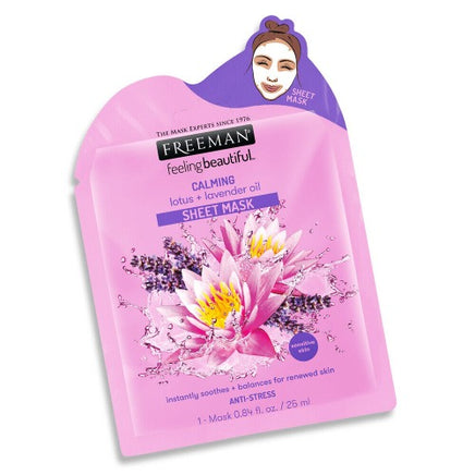 Freeman Sheet Face Mask with Serum for Dry Normal Combo Oily Skin Calming Lotus + Lavender Oil Health & Beauty:Skin Care:Skin Masks face care face mask galaxy skin