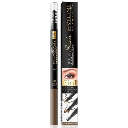 Eveline Brow Styler 3 in 1 Pencil to shape + Powder to Fill + Brush to Style 01 Medium Brown Health & Beauty:Make-Up:Eyes:Eye Shadow & Liner Combination brow pencil brows eyes galaxy makeup
