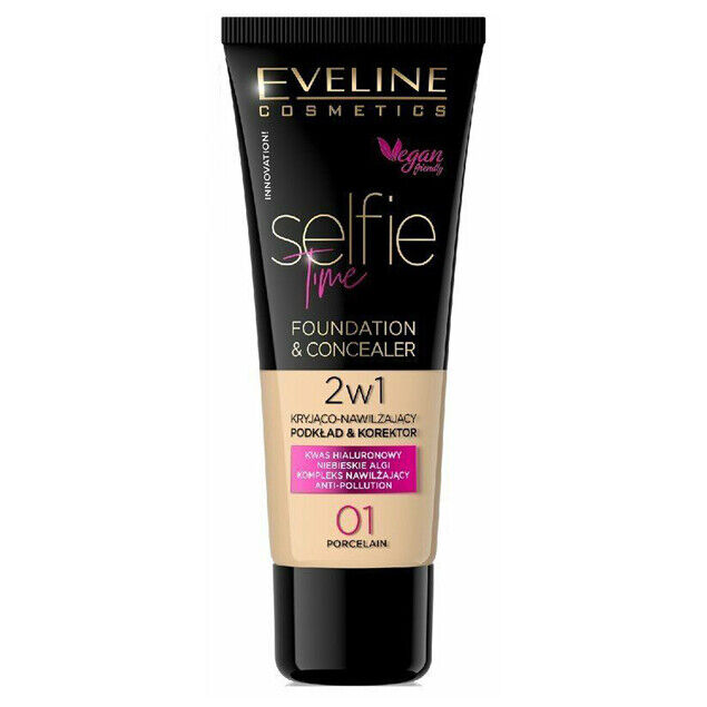 Eveline Selfie Time Foundation & Concealer 01 Porcelain Health & Beauty:Make-Up:Face:Foundation face foundation makeup