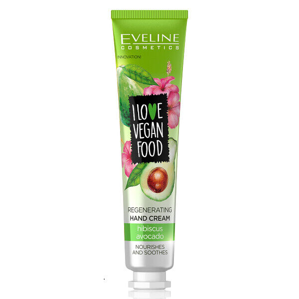Eveline I Love Vegan Food Hand Cream Regenerating Hibiscus & Avocado Health & Beauty:Nail Care, Manicure & Pedicure:Nail Care & Treatment:Hand & Nail Treatment Creams hand foot skin