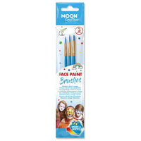 Face Paint Brushes - 3 Pack Set 3 Sizes by Moon Creations Blue Clothes, Shoes & Accessories:Specialty:Fancy Dress & Period Costume:Accessories:Face Paint & Stage Make-Up face paint fancy galaxy makeup tools
