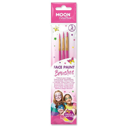 Face Paint Brushes - 3 Pack Set 3 Sizes by Moon Creations Pink Clothes, Shoes & Accessories:Specialty:Fancy Dress & Period Costume:Accessories:Face Paint & Stage Make-Up face paint fancy galaxy makeup tools