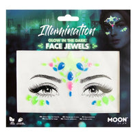 Moon Glow in the Dark UV Face Jewels Stick On Adhesive Diamonds Gems Party Style Illumination Clothes, Shoes & Accessories:Specialty:Fancy Dress & Period Costume:Accessories:Face Paint & Stage Make-Up fancy glitter makeup
