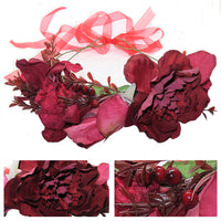 Flower Headband Head Garland Hair Band Crown Wreath Festival Boho Hippy Wedding Burgundy Roses & Berries #5 Clothes, Shoes & Accessories:Women:Women's Accessories:Hair Accessories hair hair styling