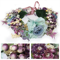 Flower Headband Head Garland Hair Band Crown Wreath Festival Boho Hippy Wedding Blue Roses & Purple Berries #7 Clothes, Shoes & Accessories:Women:Women's Accessories:Hair Accessories hair hair styling