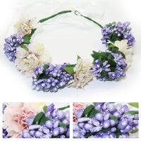 Flower Headband Head Garland Hair Band Crown Wreath Festival Boho Hippy Wedding Carnation Flowers & Berries purple pink #8 Clothes, Shoes & Accessories:Women:Women's Accessories:Hair Accessories hair hair styling