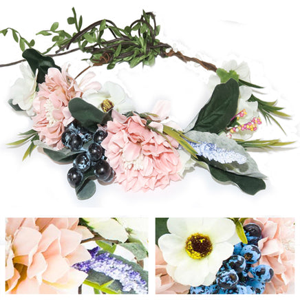Flower Headband Head Garland Hair Band Crown Wreath Festival Boho Hippy Wedding Flowers & Blackcurrant #9 Clothes, Shoes & Accessories:Women:Women's Accessories:Hair Accessories hair hair styling