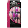 Royal Full Coverage False Nail Artificial Tips + 3g Glue Set of 24 Fanciful Stiletto - pink with glitter false nails galaxy nails