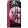 Royal Full Coverage False Nail Artificial Tips + 3g Glue Set of 24 Fanciful Stiletto - pink with glitter false nails nails