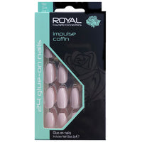 Royal Full Coverage False Nail Artificial Tips + 3g Glue Set of 24 Impulse - coffin false nails nails