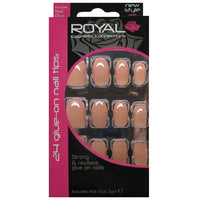 Royal Full Coverage False Nail Artificial Tips + 3g Glue Set of 24 In The Buff - Beige false nails nails