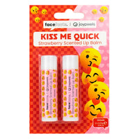 Face Facts Joypixels Scented Lip Balm 2pcs Kiss Me Quick Strawberry lips makeup
