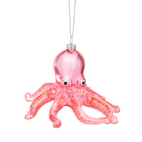 Hanging Christmas Tree Decoration Sass and Belle Glass Xmas Ornament Bauble Gift Pink Glitter Octopus Christmas