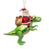 Hanging Christmas Tree Decoration Sass and Belle Glass Xmas Ornament Bauble Gift Santa Riding a Dinosaur Christmas