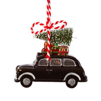 Hanging Christmas Tree Decoration Glass Baubles Sass and Belle Ornament London Black Cab with Xmas Tree Christmas galaxy seasonal