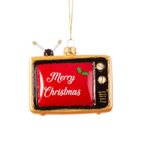 Hanging Christmas Tree Decoration Sass and Belle Glass Xmas Ornament Bauble Gift Retro TV Christmas