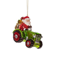 Hanging Christmas Tree Decoration Sass and Belle Glass Xmas Ornament Bauble Gift Santa on a Tractor Christmas