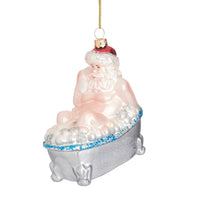 Hanging Christmas Tree Decoration Glass Baubles Sass and Belle Ornament Santa in Bath Christmas galaxy seasonal