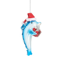 Hanging Christmas Tree Decoration Glass Baubles Sass and Belle Ornament Dolphin with Xmas Present Christmas galaxy seasonal