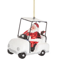 Hanging Christmas Tree Decoration Glass Baubles Sass and Belle Ornament Santa in a Golf Buggy Christmas galaxy seasonal