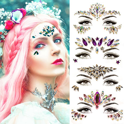 Face Jewels Stick On Adhesive Diamonds Gems Party Makeup Health & Beauty:Tattoos & Body Art:Temporary Tattoos:Press-on Tattoos fancy glitter makeup