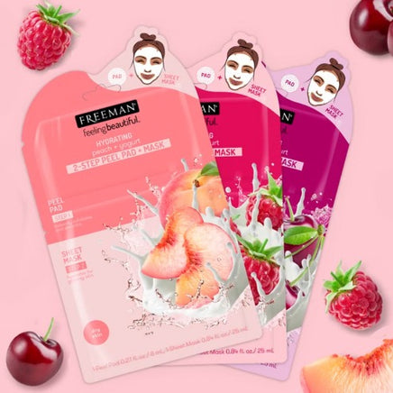 Freeman 2 Step Face Mask: Peel Pad + Sheet Mask with Yogurt Dry Normal Oily Skin Health & Beauty:Skin Care:Skin Masks face care face mask galaxy skin