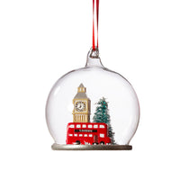Hanging Christmas Tree Decoration Glass Baubles Sass and Belle Ornament London Scene Dome Bauble Christmas galaxy seasonal
