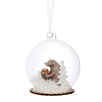 Hanging Christmas Tree Decoration Glass Baubles Sass and Belle Ornament Bear with Gift Dome Bauble Christmas galaxy seasonal