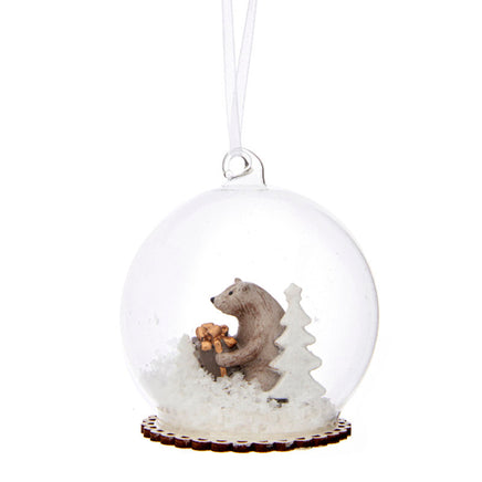 Hanging Christmas Tree Decoration Glass Baubles Sass and Belle Ornament Bear with Gift Dome Bauble Christmas galaxy seasonal