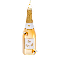 Hanging Christmas Tree Decoration Sass and Belle Glass Xmas Ornament Bauble Gift Bee Merry Gold Champagne Bottle Christmas