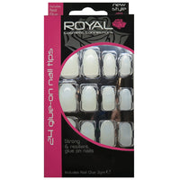 Royal Full Coverage False Nail Artificial Tips + 3g Glue Set of 24 Blank Short Round Nails false nails galaxy nails