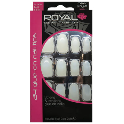 Royal Full Coverage False Nail Artificial Tips + 3g Glue Set of 24 Blank Short Round Nails false nails galaxy nails