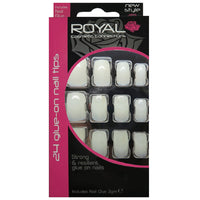 Royal Full Coverage False Nail Artificial Tips + 3g Glue Set of 24 Blank Short Square Nails false nails galaxy nails