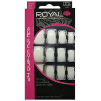 Royal Full Coverage False Nail Artificial Tips + 3g Glue Set of 24 Blank Short Square Nails false nails nails