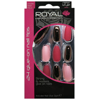 Royal Full Coverage False Nail Artificial Tips + 3g Glue Set of 24 Sugar Plum - pink red chrome metallic false nails nails