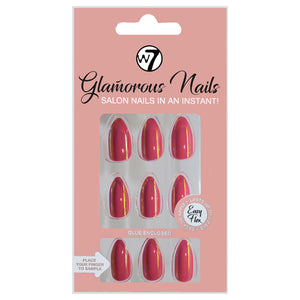 W7 Glamorous Nails False Tips Full Coverage Set of 24 + Glue Lasts up to 7 days Flamming Coral Chrome Chameleon Stiletto Health & Beauty:Nail Care, Manicure & Pedicure:Nail Art:Artificial Nail Tips false nails nails
