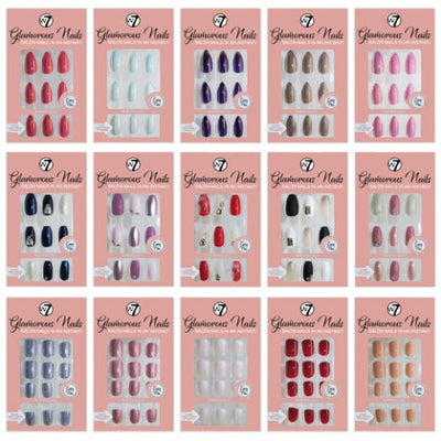 W7 Glamorous Nails False Tips Full Coverage Set of 24 + Glue Lasts up to 7 days Health & Beauty:Nail Care, Manicure & Pedicure:Nail Art:Artificial Nail Tips false nails galaxy nails