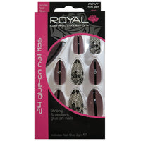 Royal Full Coverage False Nail Artificial Tips + 3g Glue Set of 24 Laced Up false nails galaxy nails