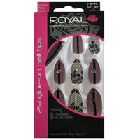 Royal Full Coverage False Nail Artificial Tips + 3g Glue Set of 24 Laced Up false nails nails