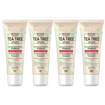 Eveline Botanic Expert Tea Tree Antibacterial Mattifying Foundation Vegan Health & Beauty:Make-Up:Face:Foundation base face galaxy makeup