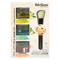 Bio Glow 3 x 50ml Face Mask Kit + Applicator Gift Set Peel Off: Cucumber, Dead Sea Salt, Gracier Water Health & Beauty:Skin Care:Skin Masks face care gift her skin