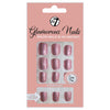 W7 Glamorous Nails False Tips Full Coverage Set of 24 + Glue Lasts up to 7 days Princess Pink Glitter Short Square Health & Beauty:Nail Care, Manicure & Pedicure:Nail Art:Artificial Nail Tips false nails nails