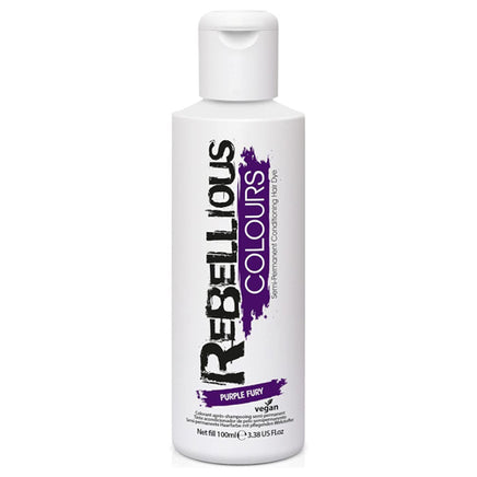 Rebellious Colours Semi-Permanent Hair Dye Vegan Hair Colour 100ml Purple Fury hair hair dye super