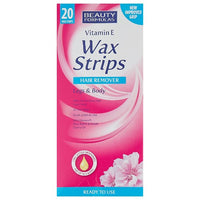 Beauty Formulas Hair Removal Wax Strips – Legs and Body 20 Strips Vitamin E galaxy hair removal skin
